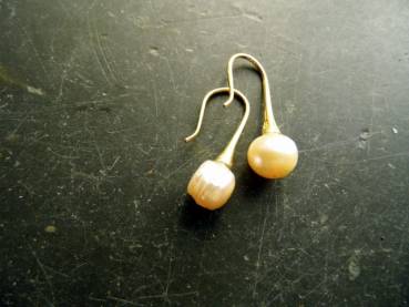 Ohrringe, Perle, Perlenohrringe, Silber, vergoldet, Braut, Schmuck